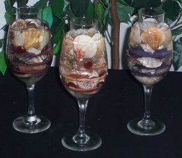 Sand & Seashell wine glass candle, wine glass, candle, handmade